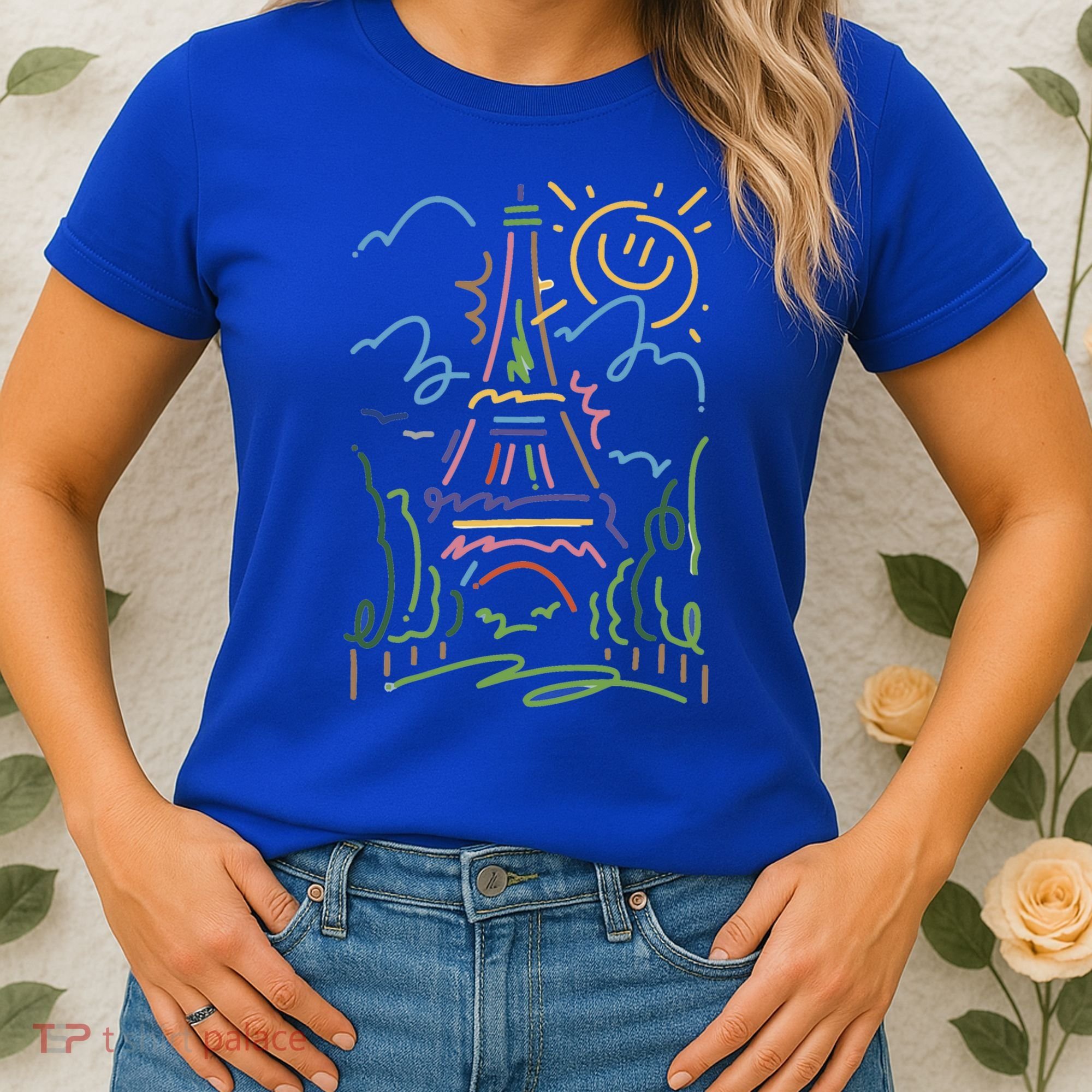 Eiffel Tower Paris Cool Gift Hand Painted Paris France Women's T-Shirt