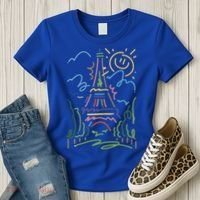 Eiffel Tower Paris Cool Gift Hand Painted Paris France Women's T-Shirt thumb 3