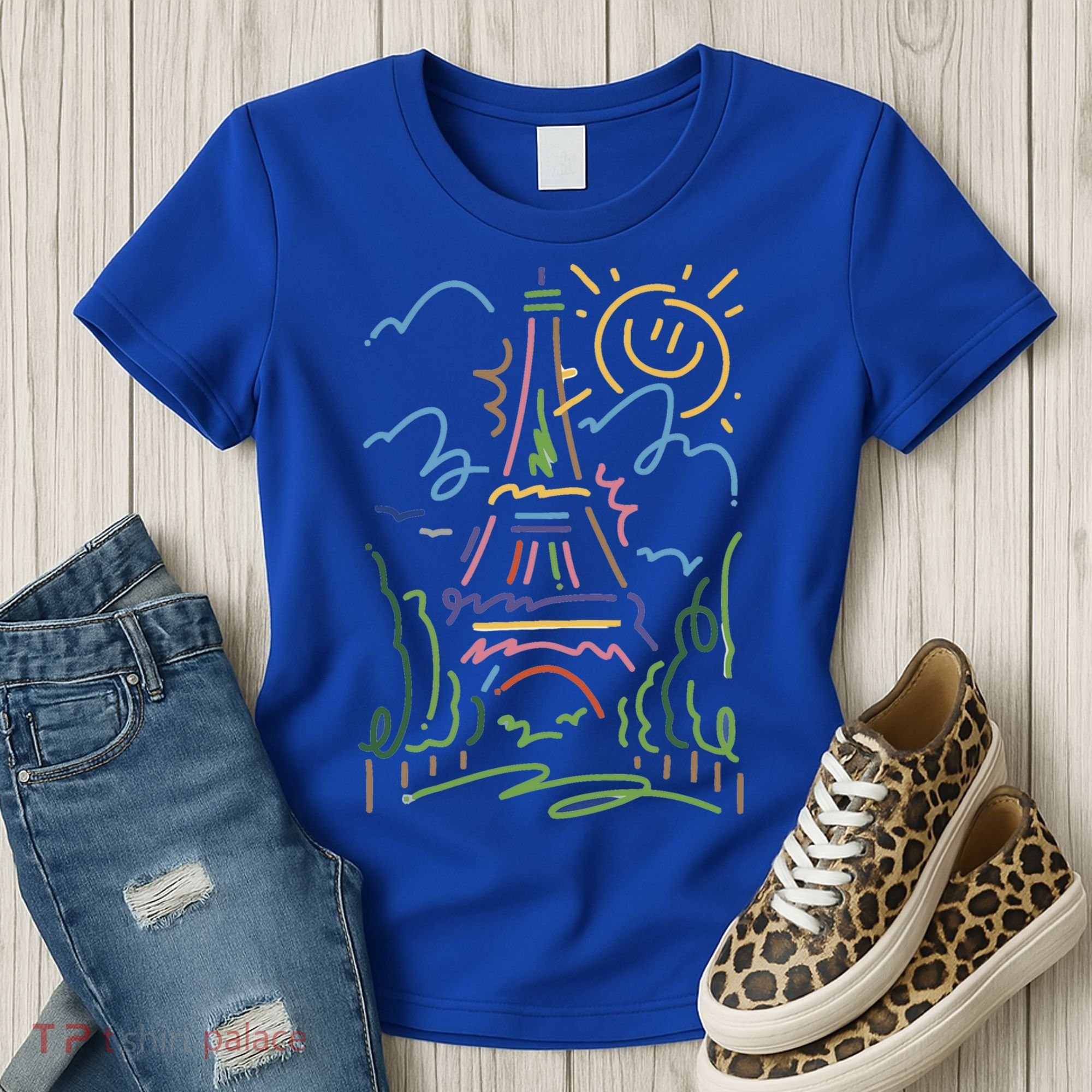 Eiffel Tower Paris Cool Gift Hand Painted Paris France Women's T-Shirt