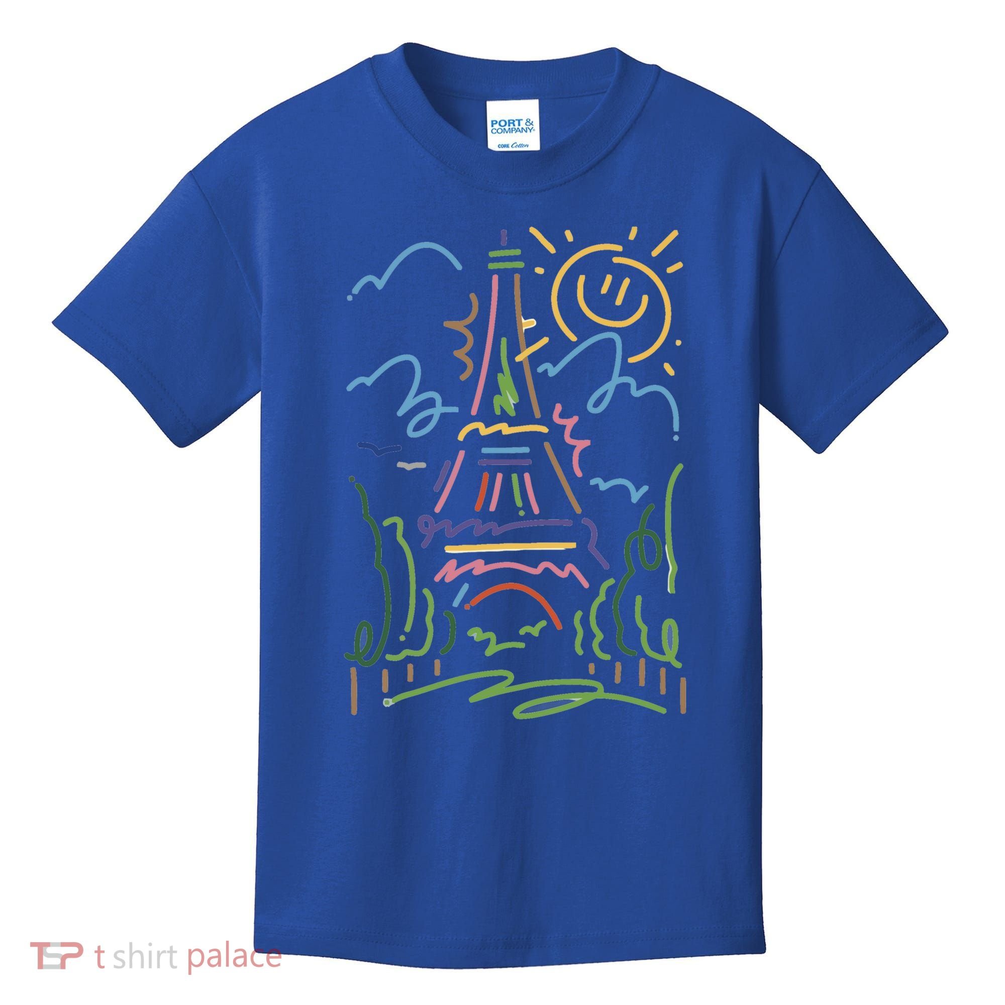 Eiffel Tower Paris Cool Gift Hand Painted Paris France Kids T-Shirt