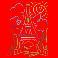 Eiffel Tower Paris Cool Gift Hand Painted Paris France Santa Hat thumb 1