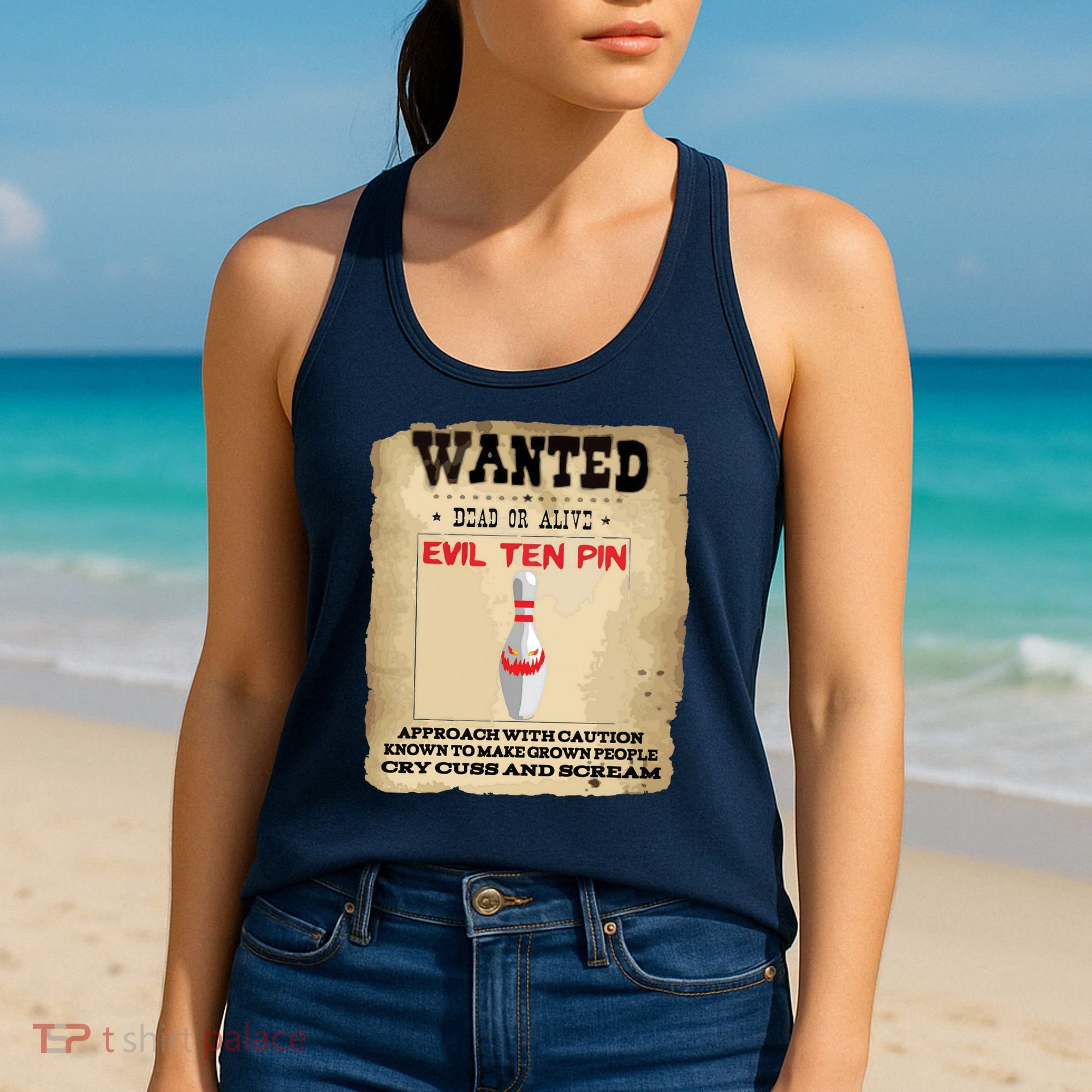 Evil Ten Pin 10 Funny Bowling Women's Tank Top