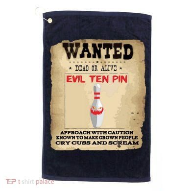 Evil Ten Pin 10 Funny Bowling Golf Towel