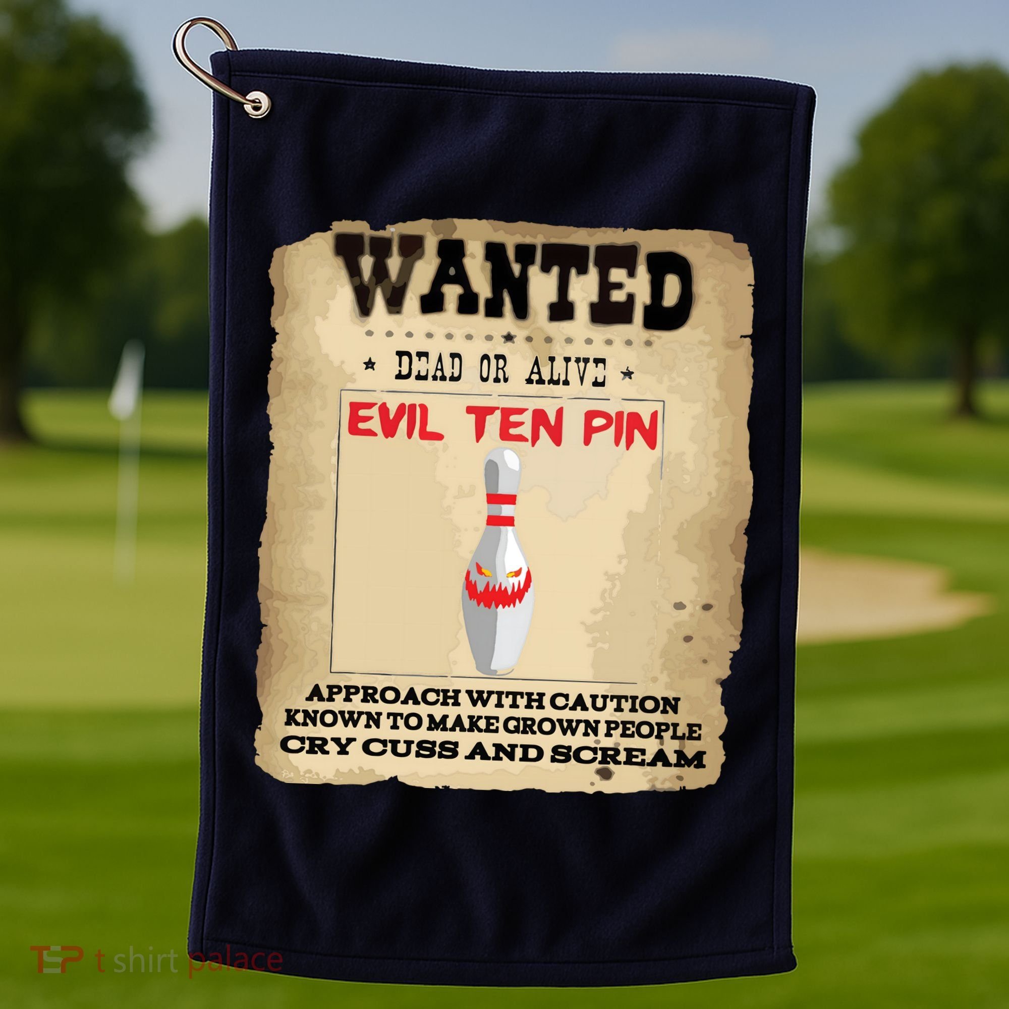 Evil Ten Pin 10 Funny Bowling Golf Towel