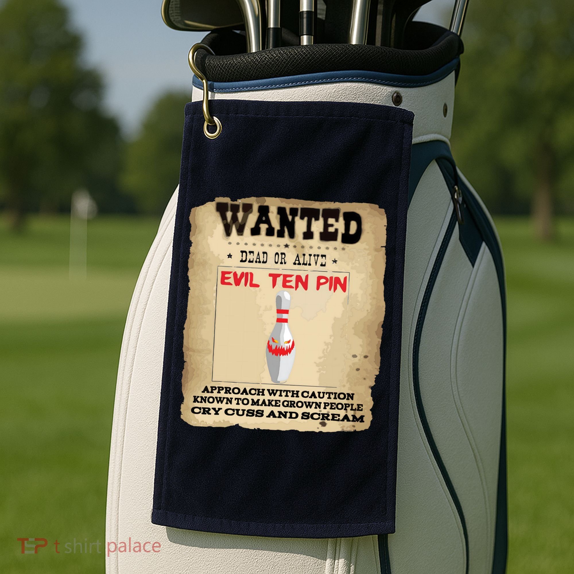 Evil Ten Pin 10 Funny Bowling Golf Towel