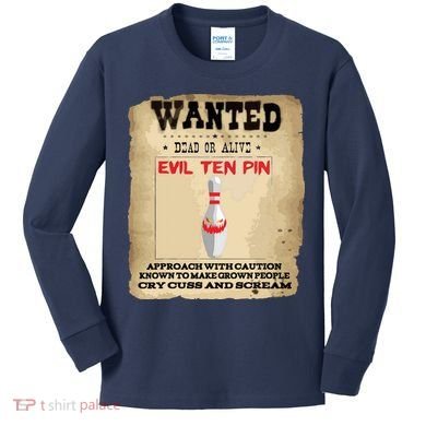 Evil Ten Pin 10 Funny Bowling Kids Long Sleeve Shirt