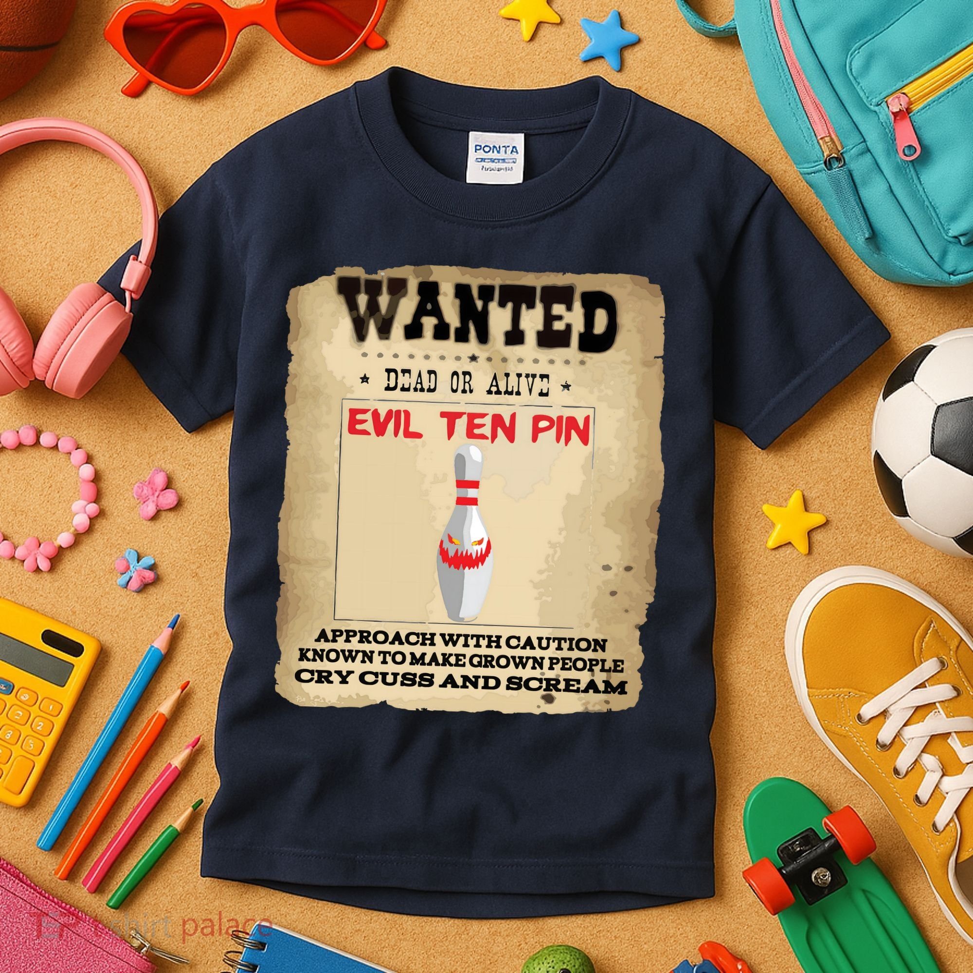 Evil Ten Pin 10 Funny Bowling Kids T-Shirt