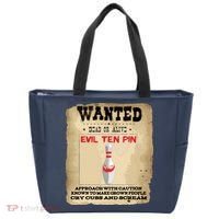 Evil Ten Pin 10 Funny Bowling Tote Bag thumb 0
