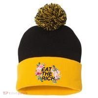 Eat The Rich Floral Pom Pom 12in Knit Beanie thumb 0