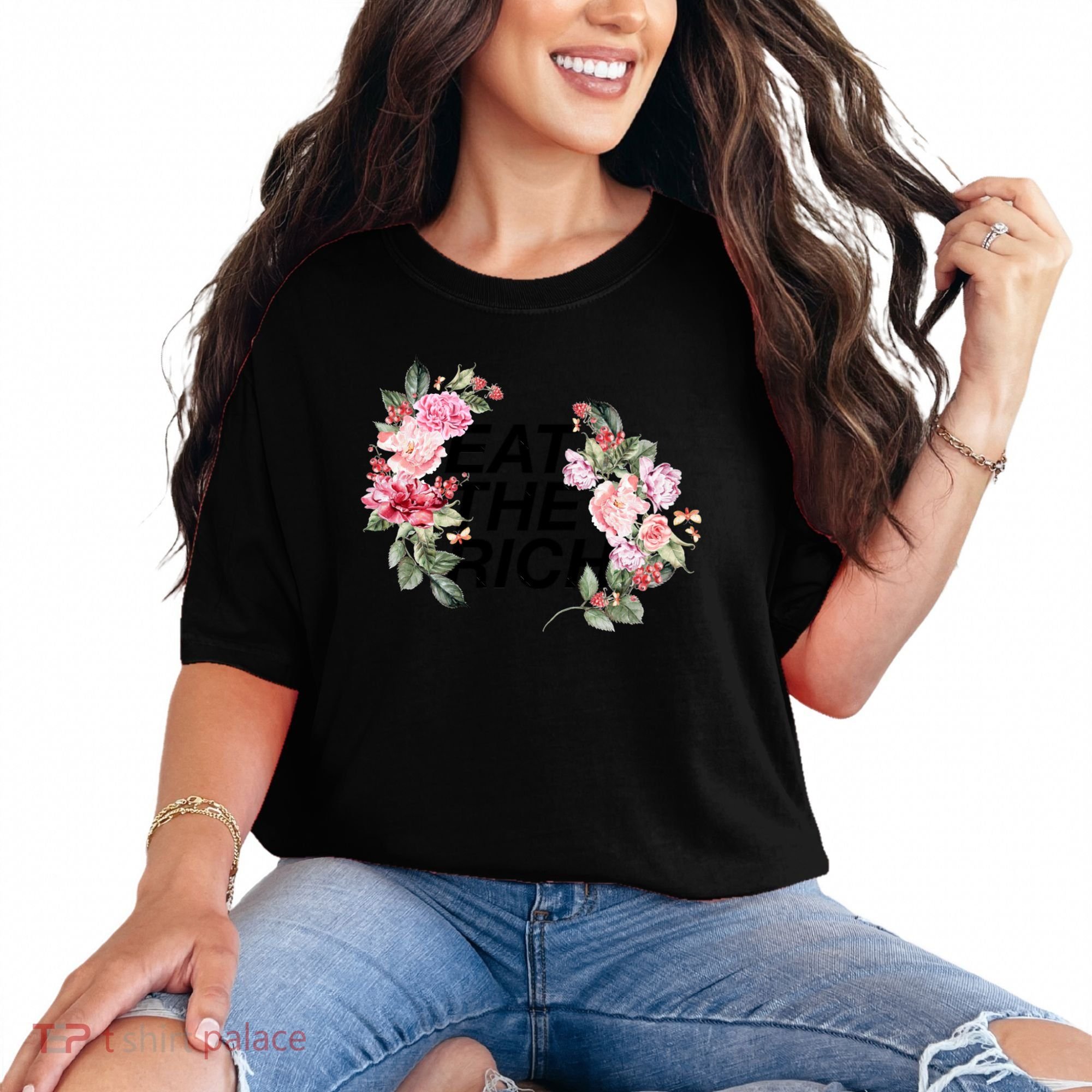Eat The Rich Floral Comfort Colors T-Shirt