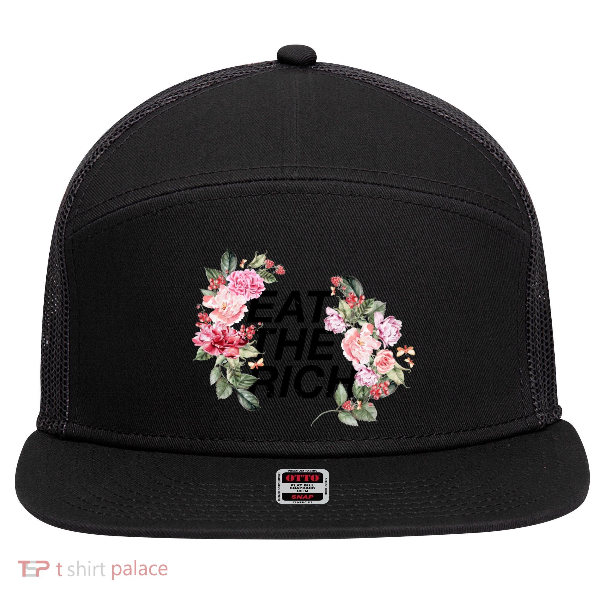 Eat The Rich Floral 7 Panel Mesh Trucker Snapback Hat