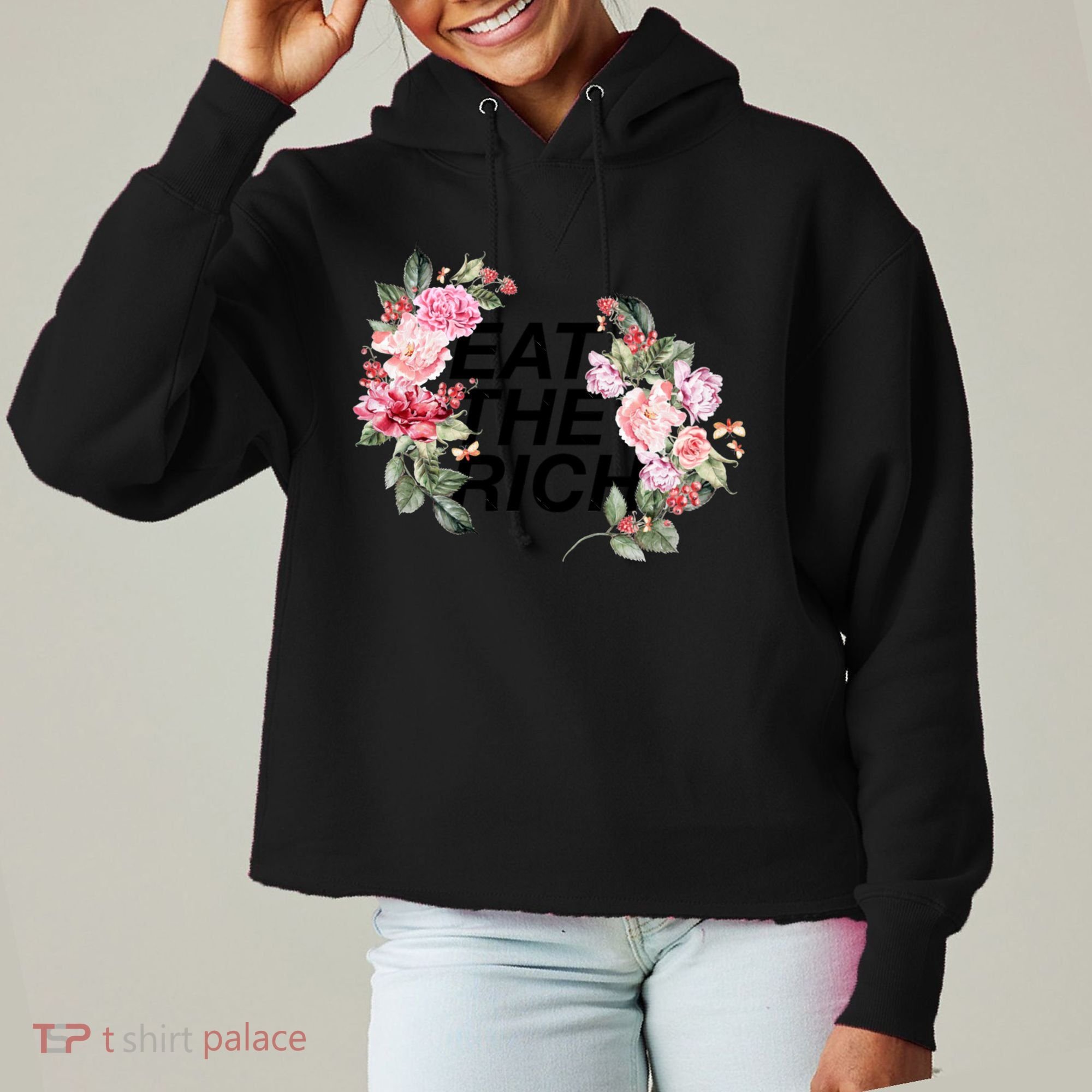 Eat The Rich Floral Ladies Heavyweight Boxy Pullover Hoodie