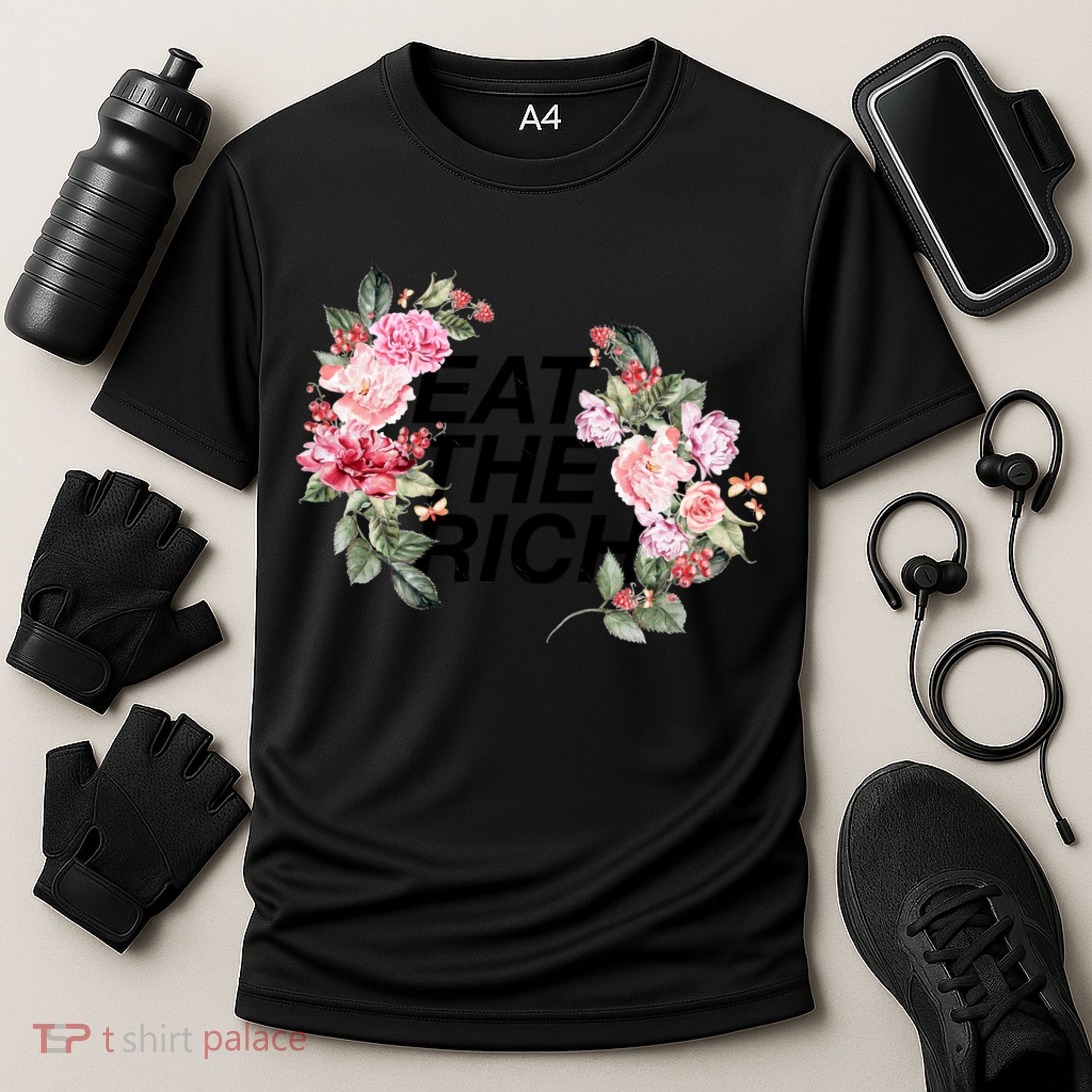 Eat The Rich Floral Cooling Performance Crew T-Shirt
