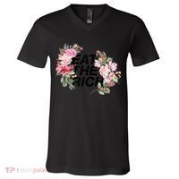 Eat The Rich Floral V-Neck T-Shirt thumb 0
