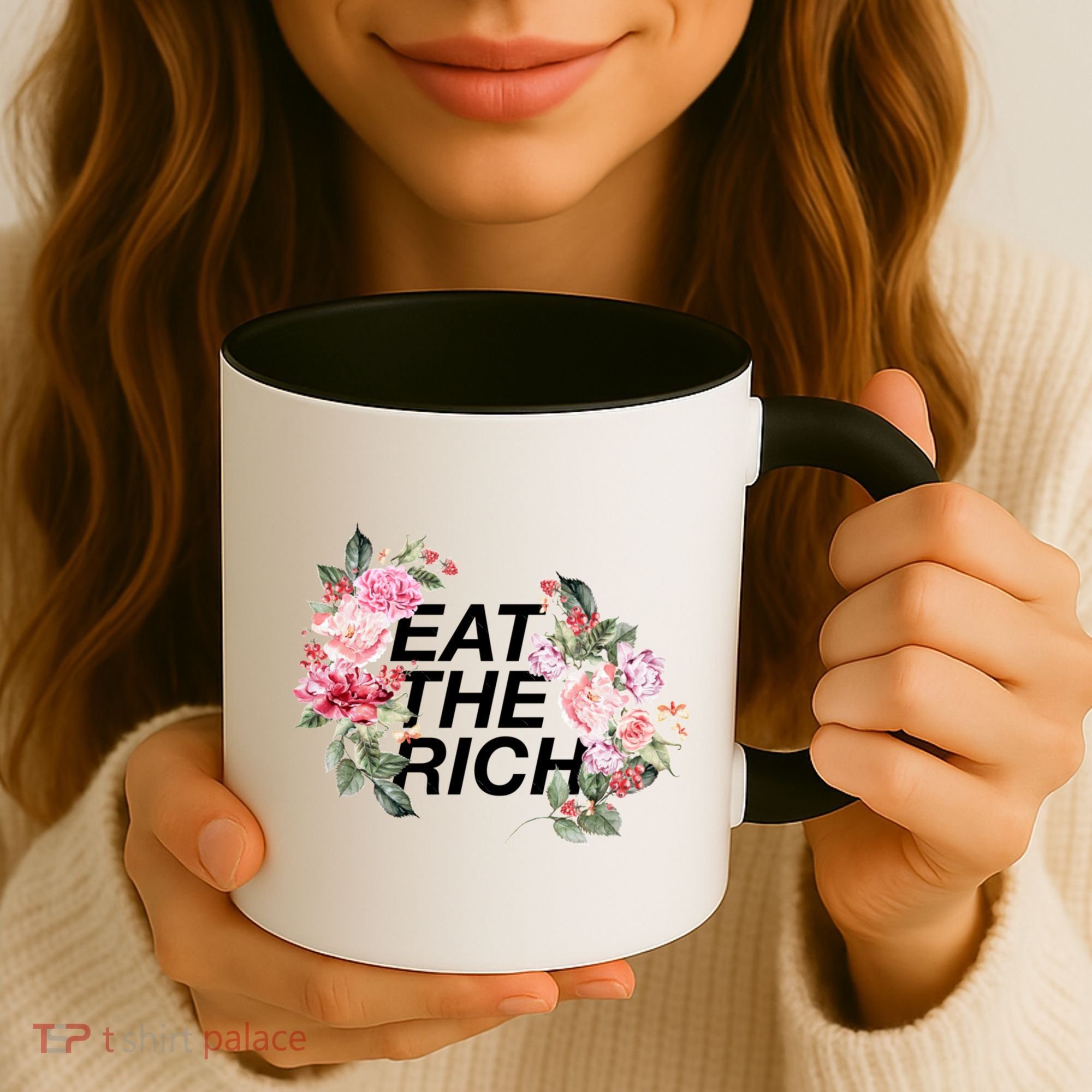 Eat The Rich Floral Coffee Mug