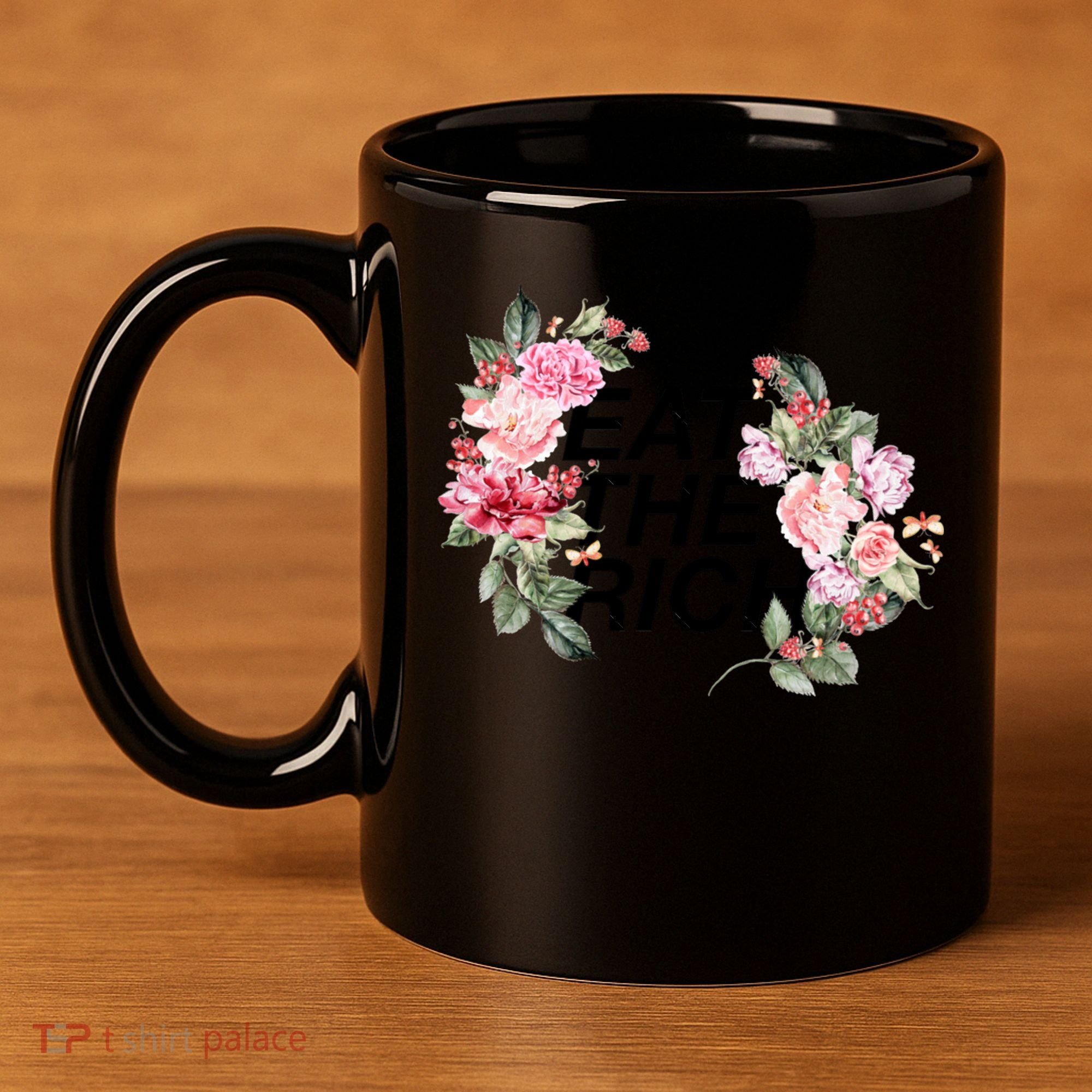 Eat The Rich Floral 11oz C Handle Ceramic Mug