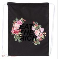 Eat The Rich Floral Drawstring Bag thumb 0