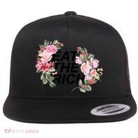 Eat The Rich Floral Flat Bill Trucker Hat thumb 0