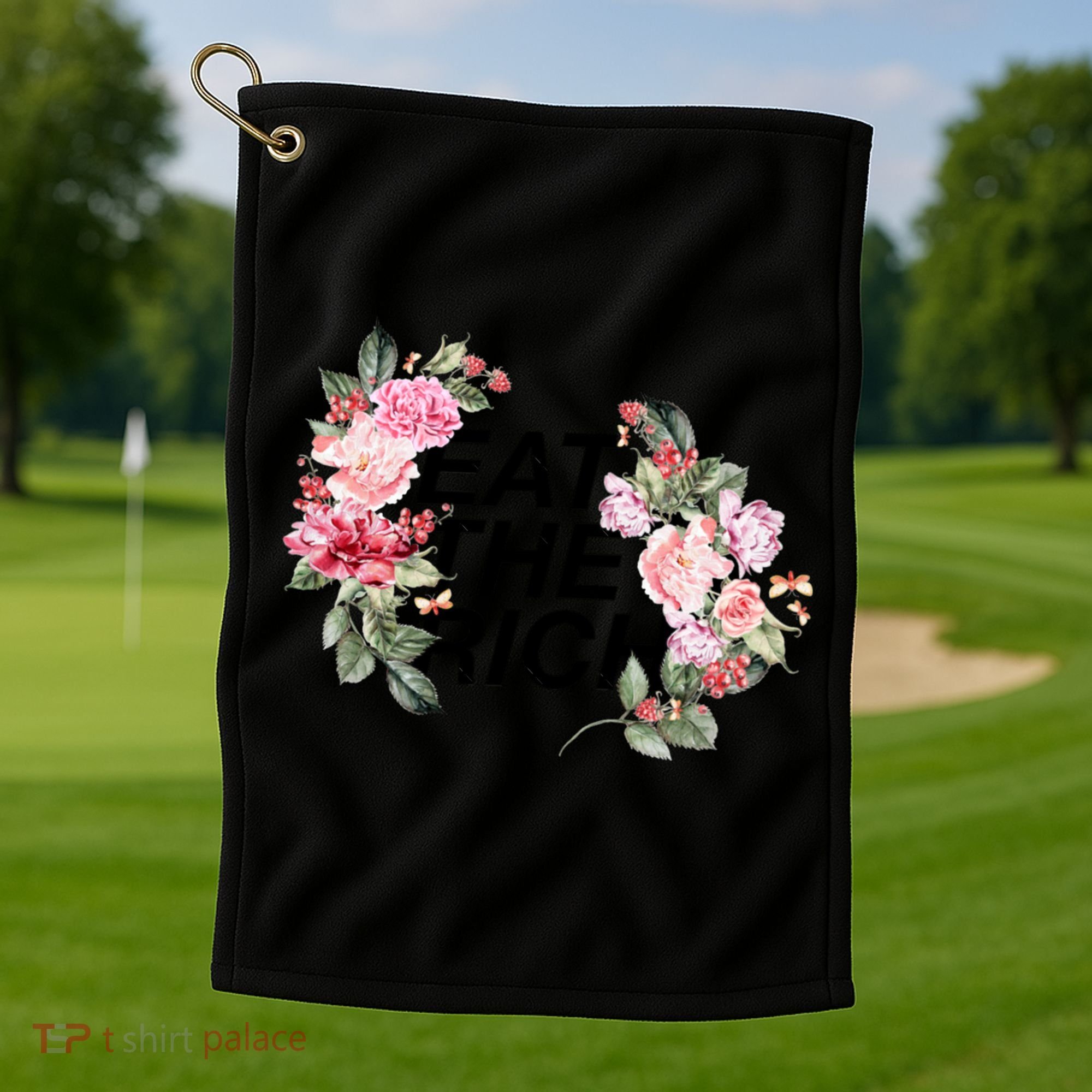 Eat The Rich Floral Golf Towel
