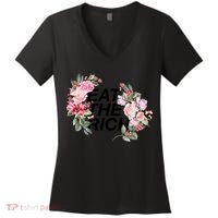 Eat The Rich Floral Women's V-Neck T-Shirt thumb 0