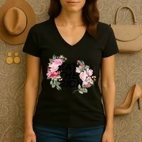 Eat The Rich Floral Women's V-Neck T-Shirt thumb 3