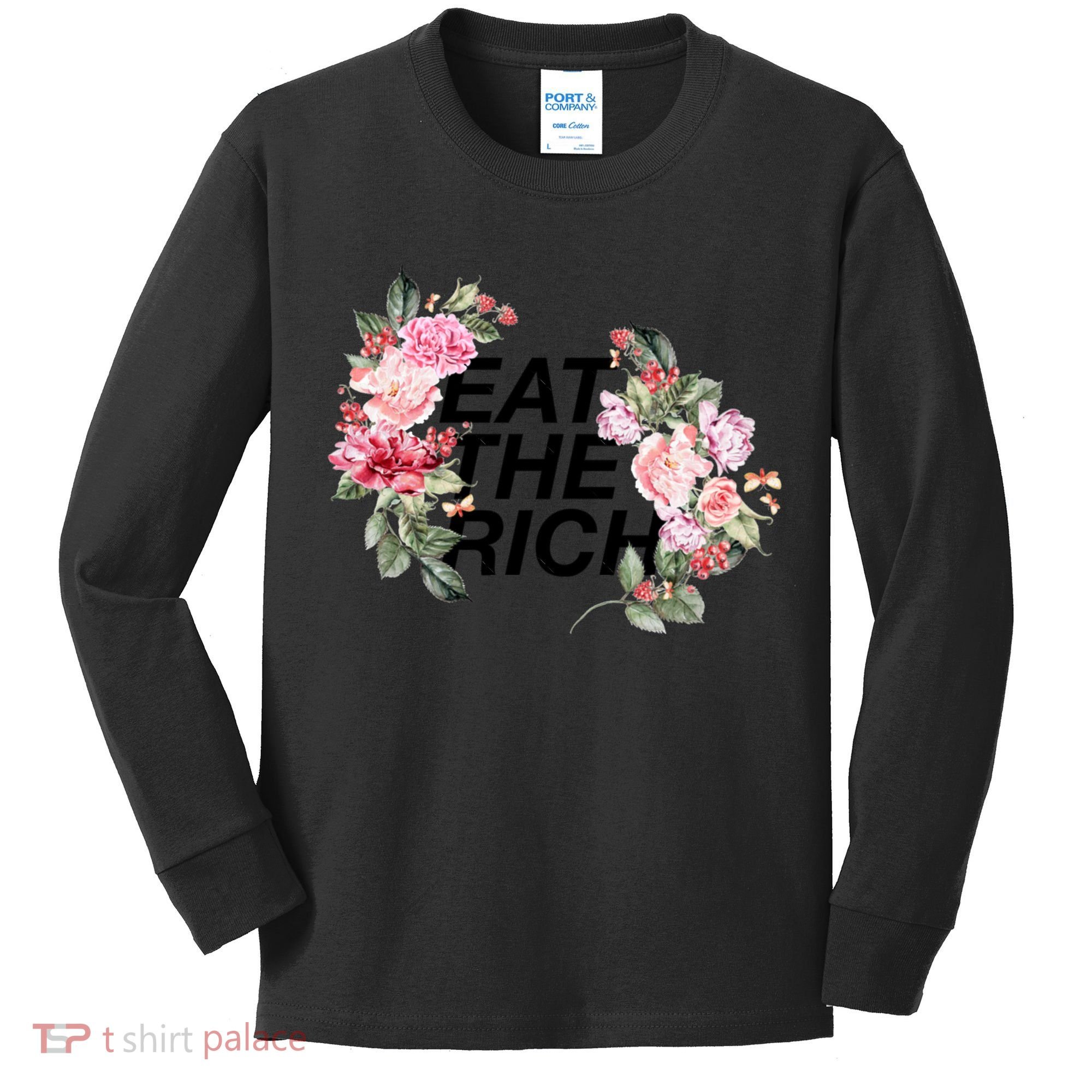 Eat The Rich Floral Kids Long Sleeve Shirt