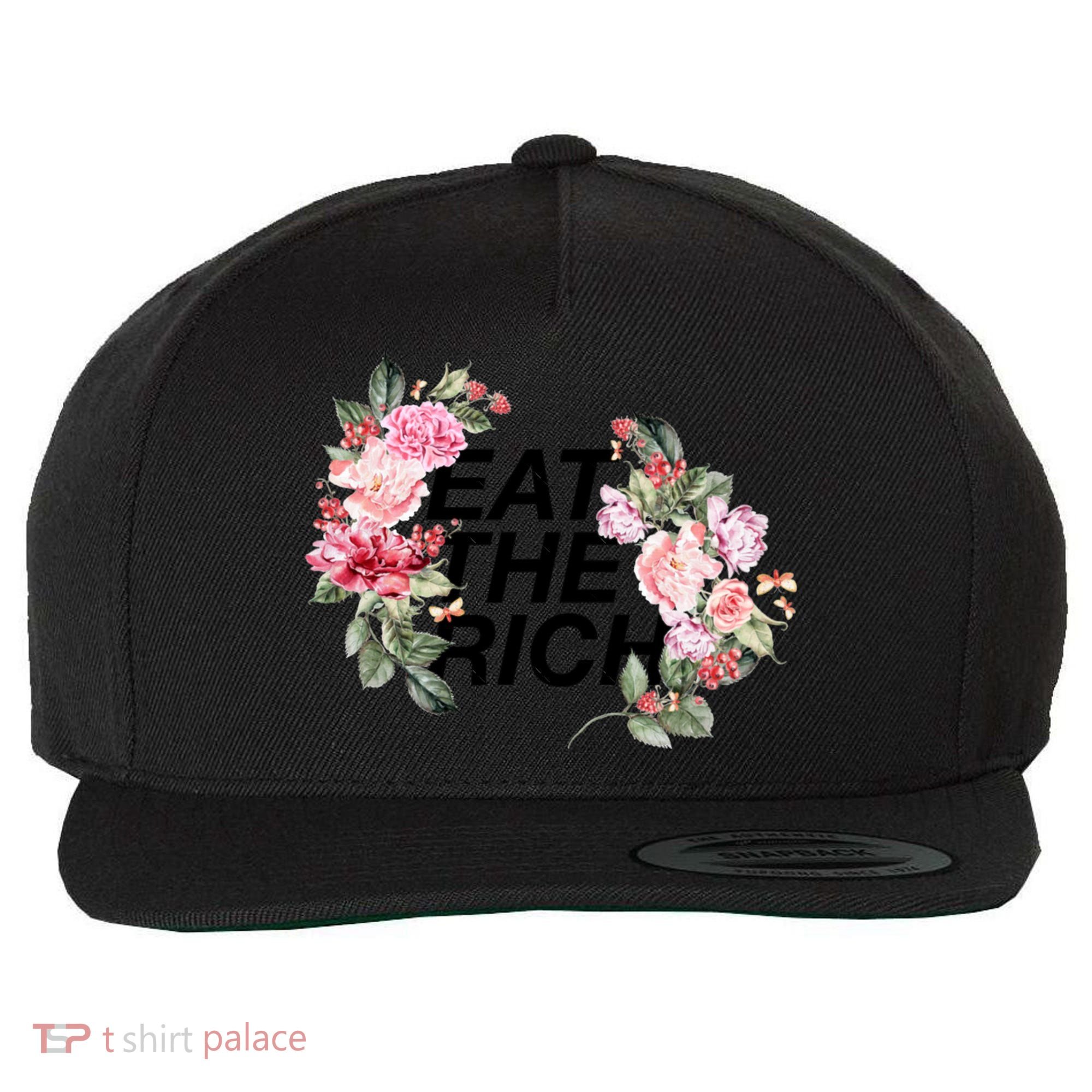 Eat The Rich Floral Wool Snapback Cap