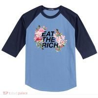 Eat The Rich Floral Raglan Baseball Sleeve Shirt thumb 0
