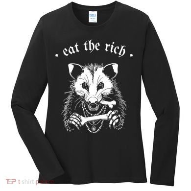 Eat The Rich Possum Anti Fascist Women's Long Sleeve Shirt