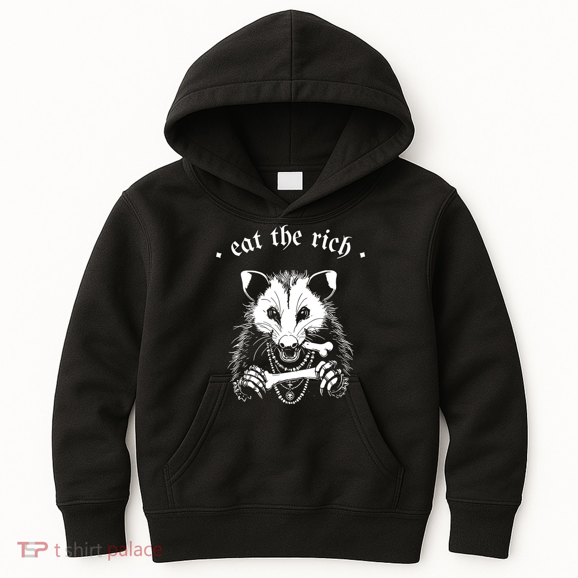 Eat The Rich Possum Anti Fascist Kids Hoodie