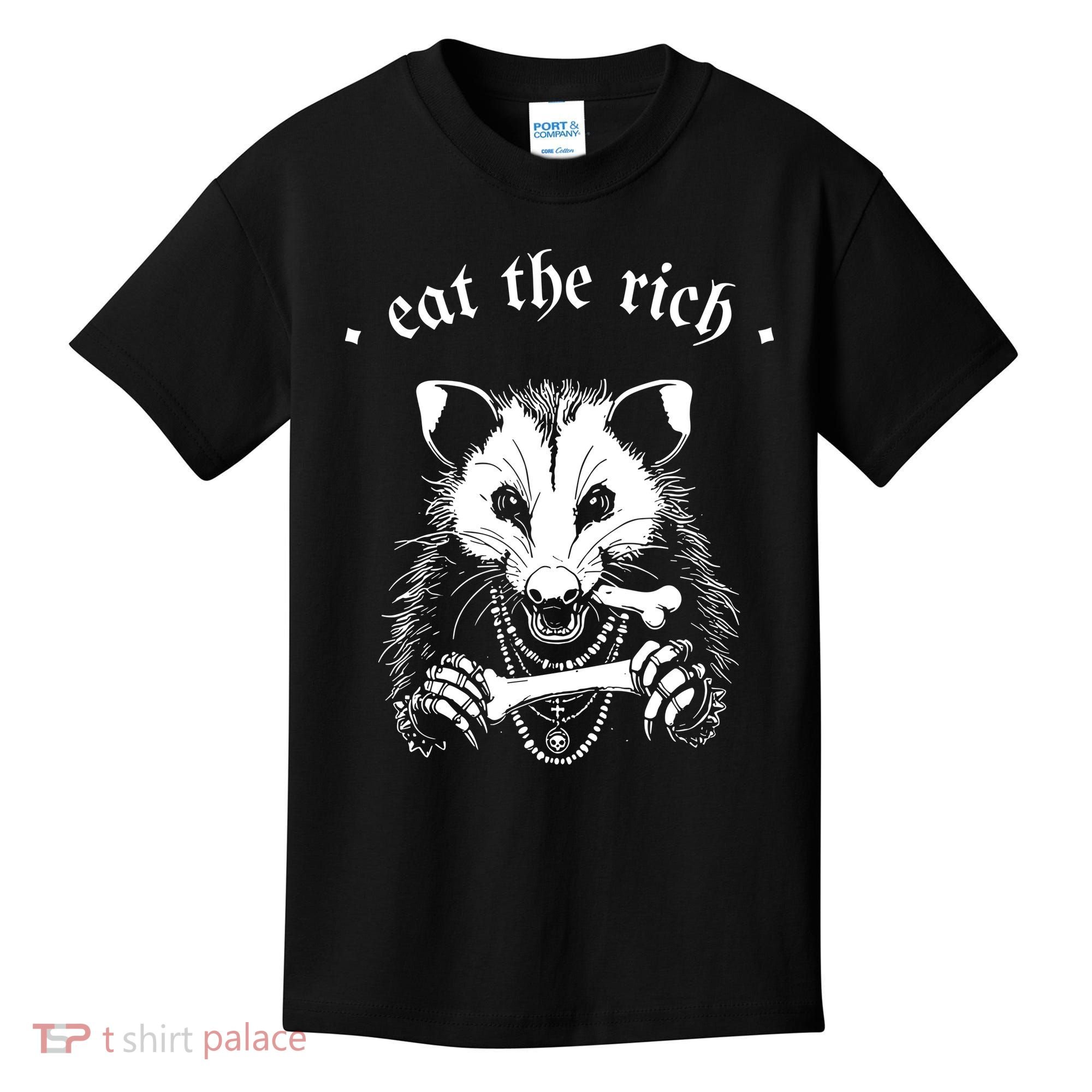 Eat The Rich Possum Anti Fascist Kids T-Shirt
