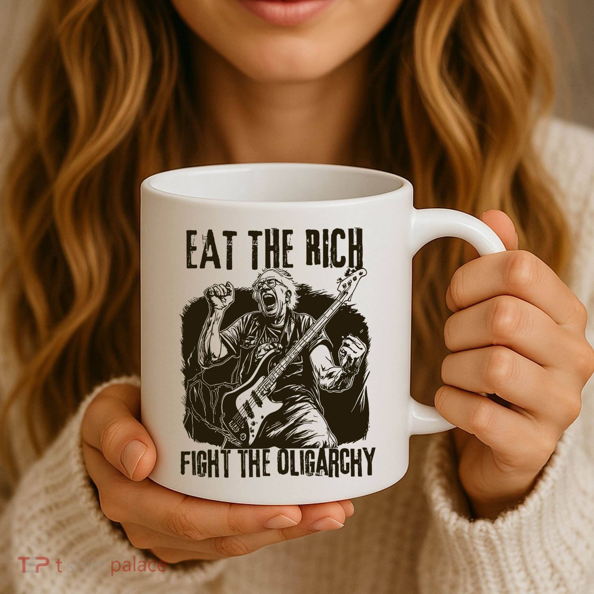 Eat The Rich Fight Oligarchy Bernie Sanders Protest Resist  Coffee Mug