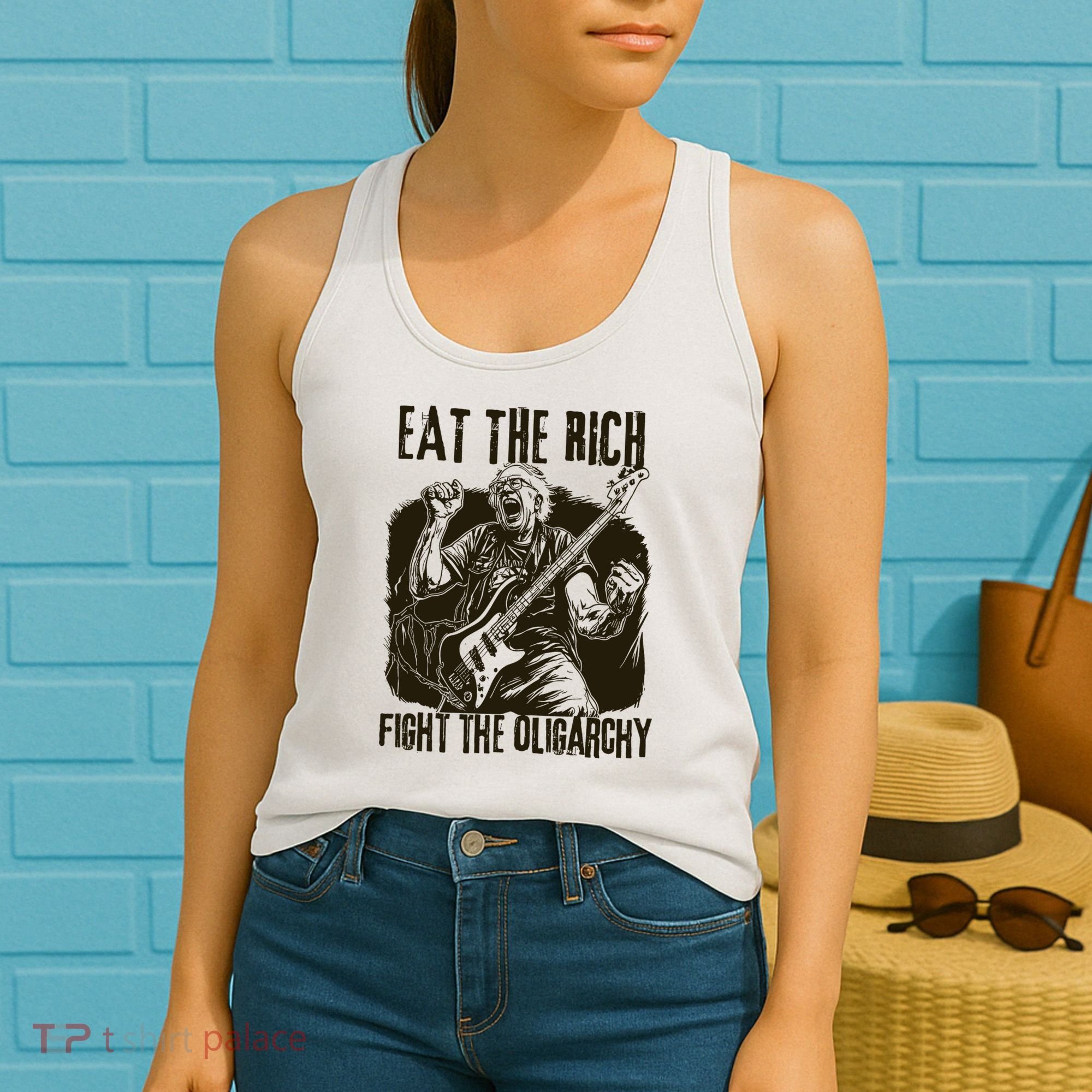 Eat The Rich Fight Oligarchy Bernie Sanders Protest Resist  Women's Tank Top