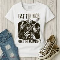 Eat The Rich Fight Oligarchy Bernie Sanders Protest Resist  Women's T-Shirt thumb 3