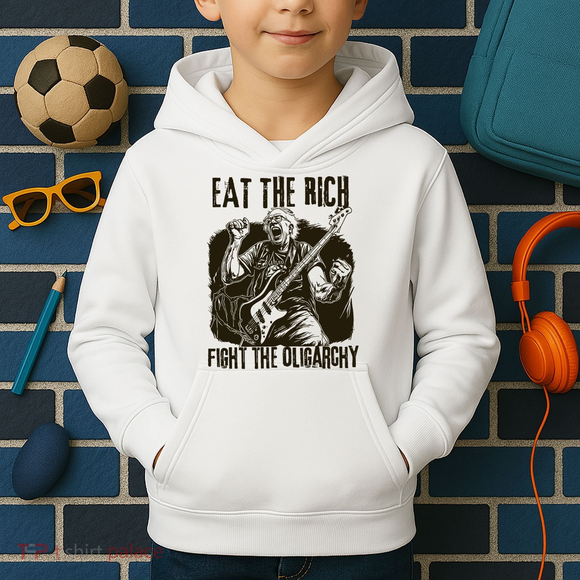 Eat The Rich Fight Oligarchy Bernie Sanders Protest Resist  Kids Hoodie