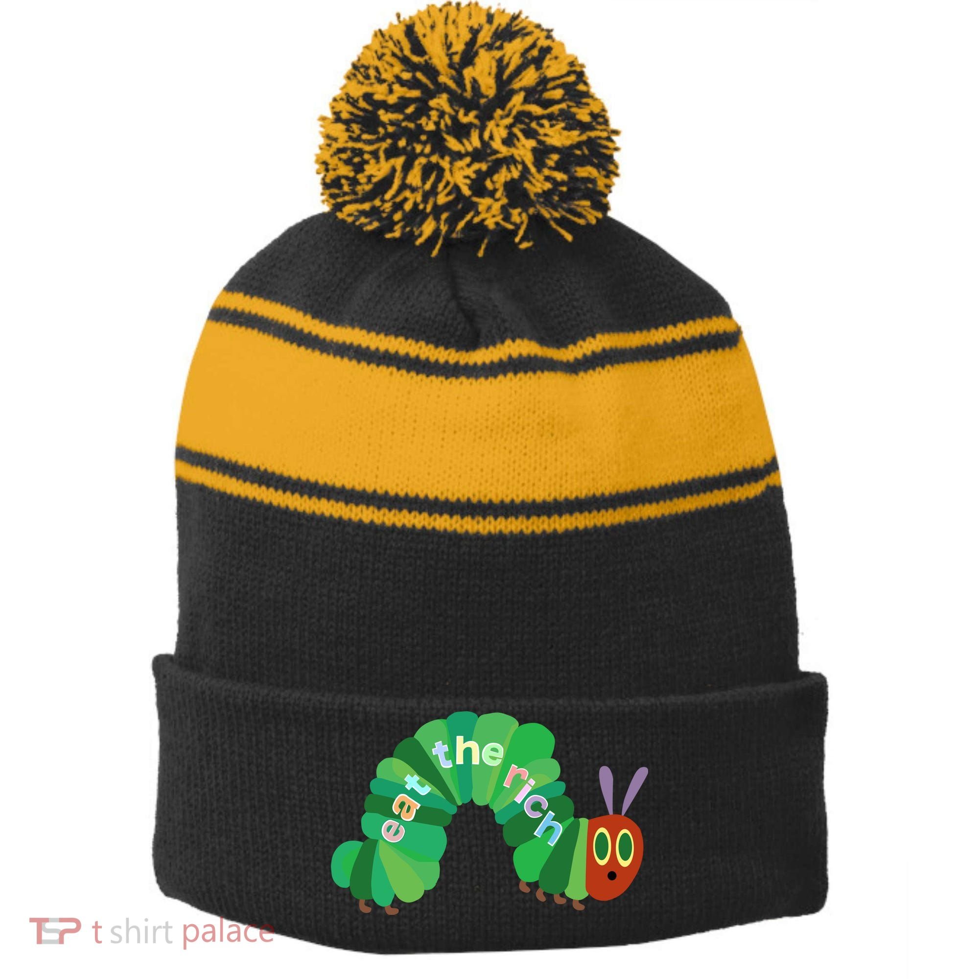 Eat The Richs Hungry Caterpillars Stripe Pom Pom Beanie