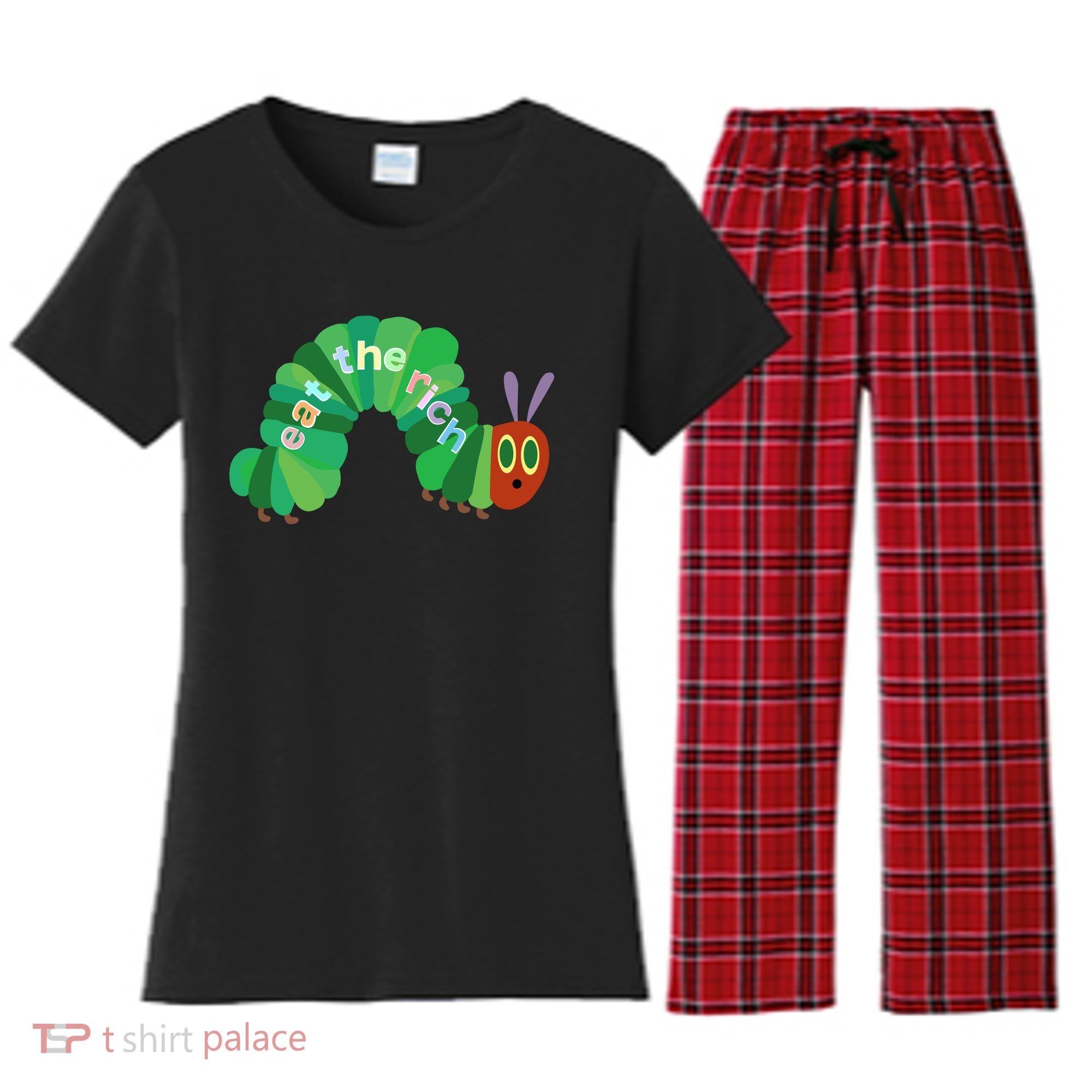 Eat The Richs Hungry Caterpillars Women's Flannel Pajama Set