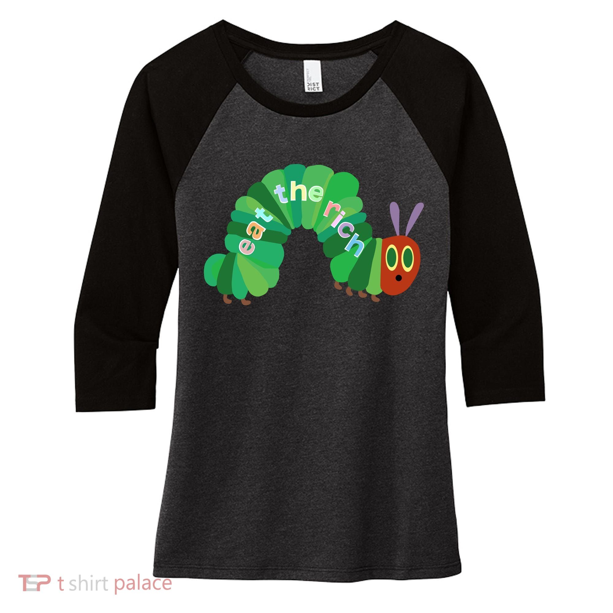 Eat The Richs Hungry Caterpillars Women's Tri-Blend 3/4-Sleeve Raglan Shirt