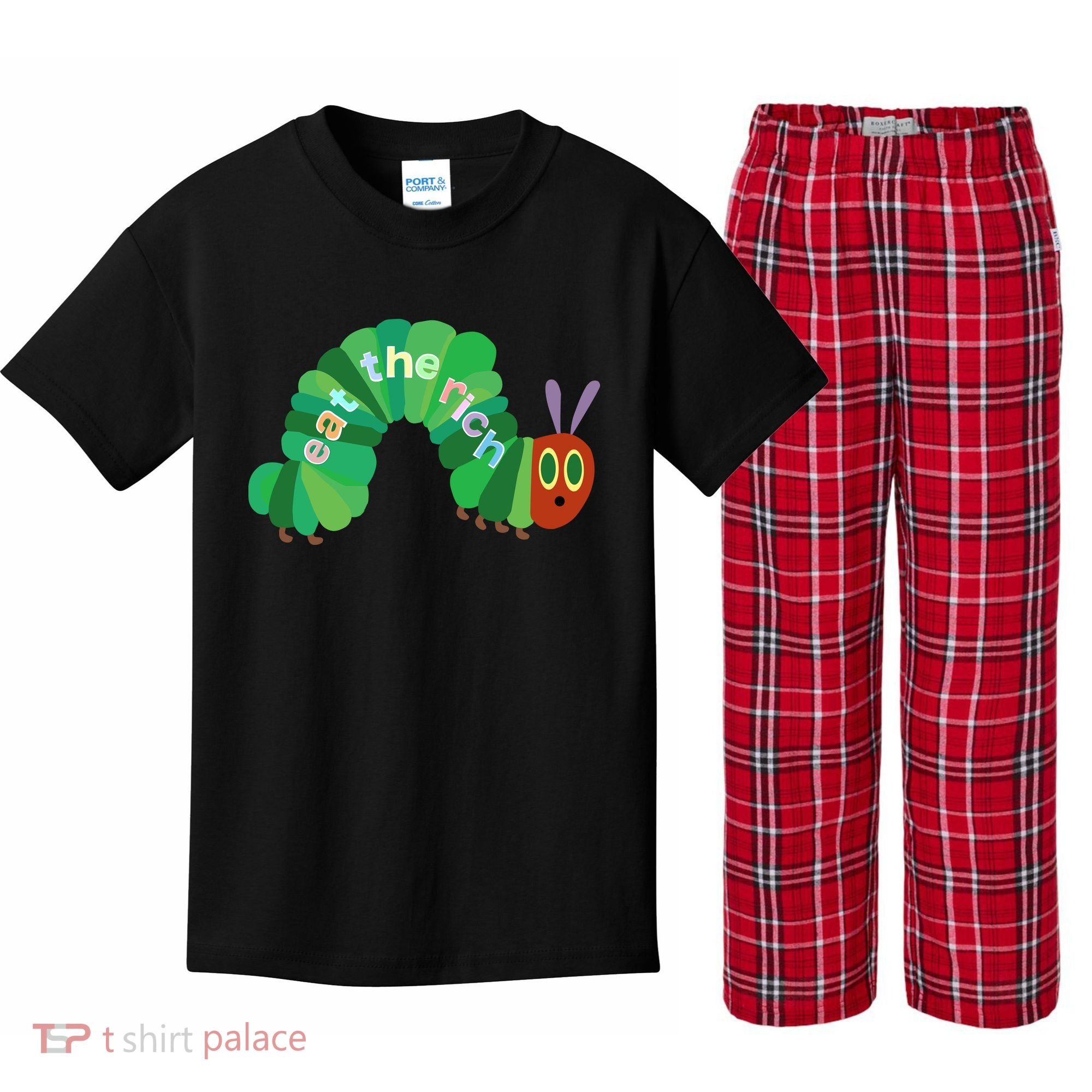 Eat The Richs Hungry Caterpillars Kids Plaid Pajama Set