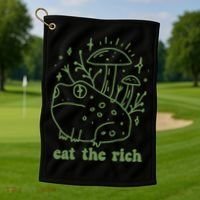 Eat The Rich Frog Anti Capitalist Golf Towel thumb 1
