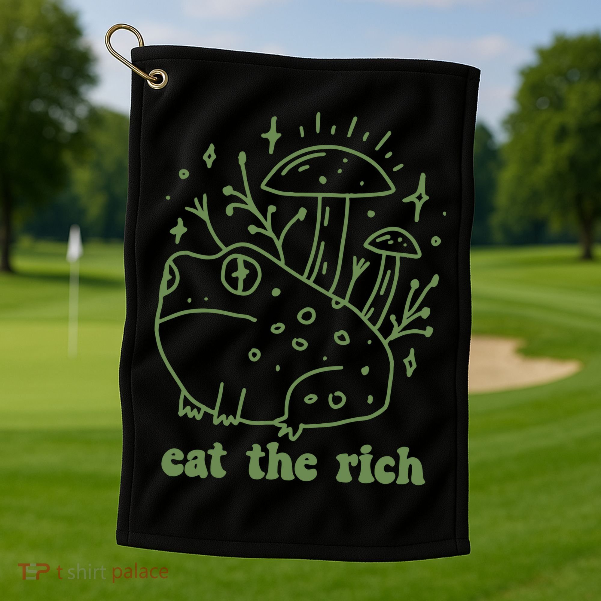 Eat The Rich Frog Anti Capitalist Golf Towel