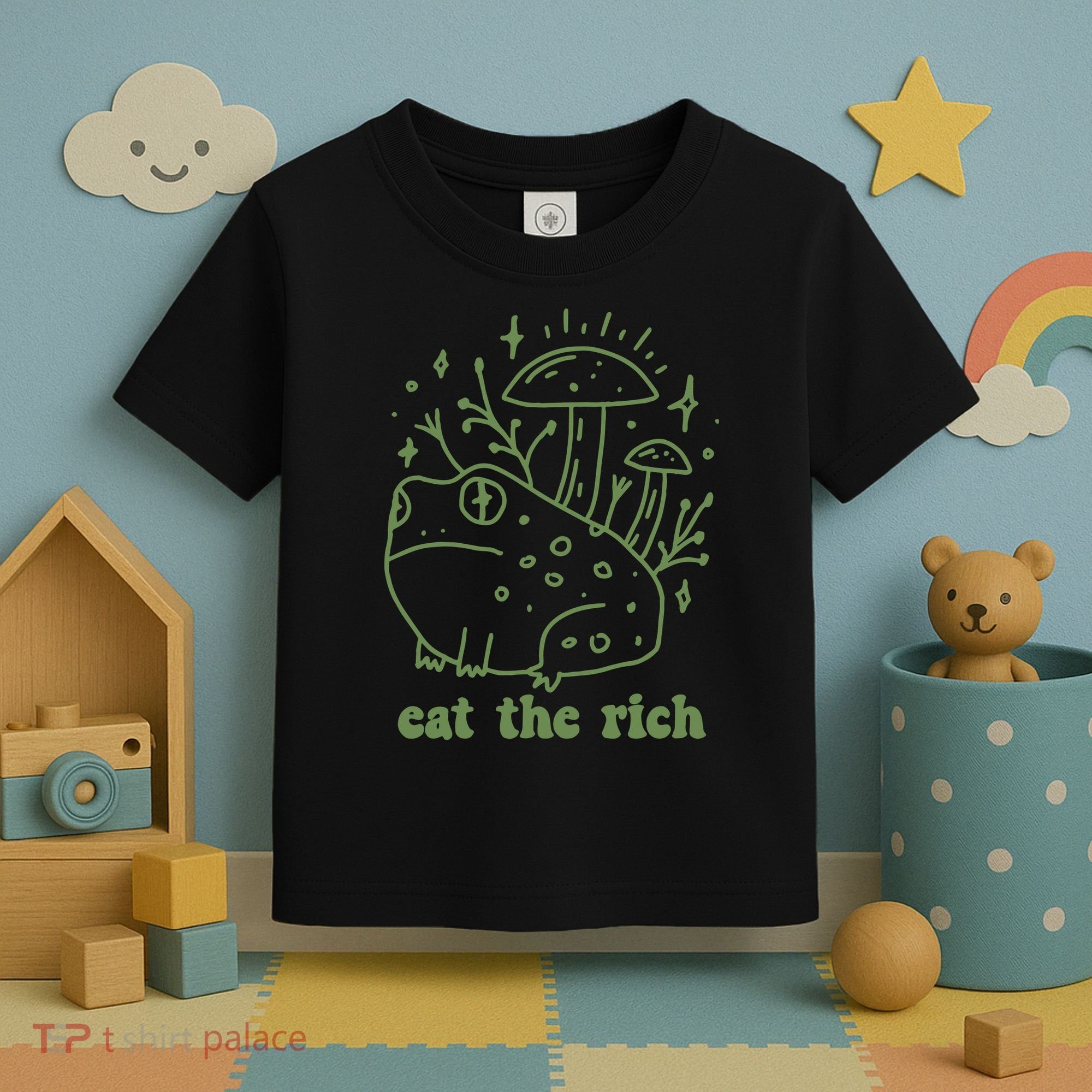 Eat The Rich Frog Anti Capitalist Toddler T-Shirt