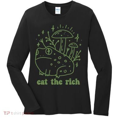 Eat The Rich Frog Anti Capitalist Women's Long Sleeve Shirt