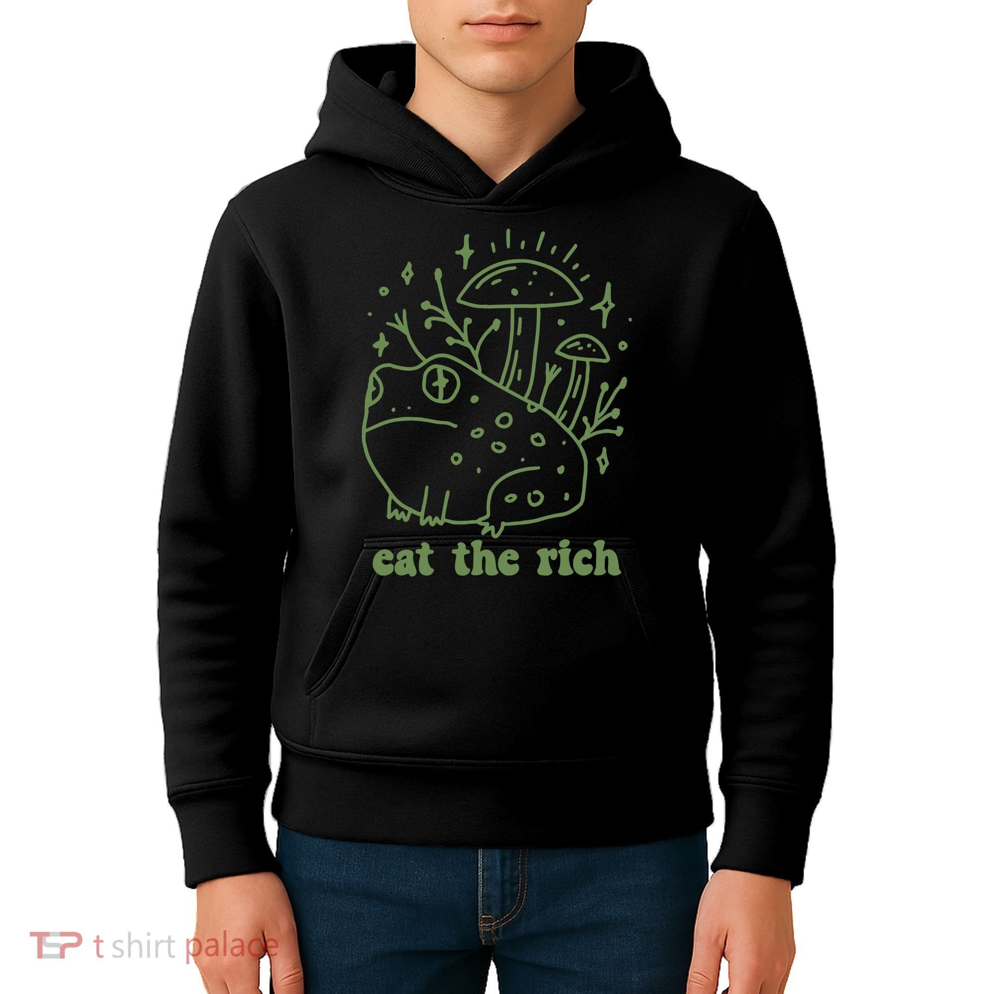 Eat The Rich Frog Anti Capitalist Kids Hoodie