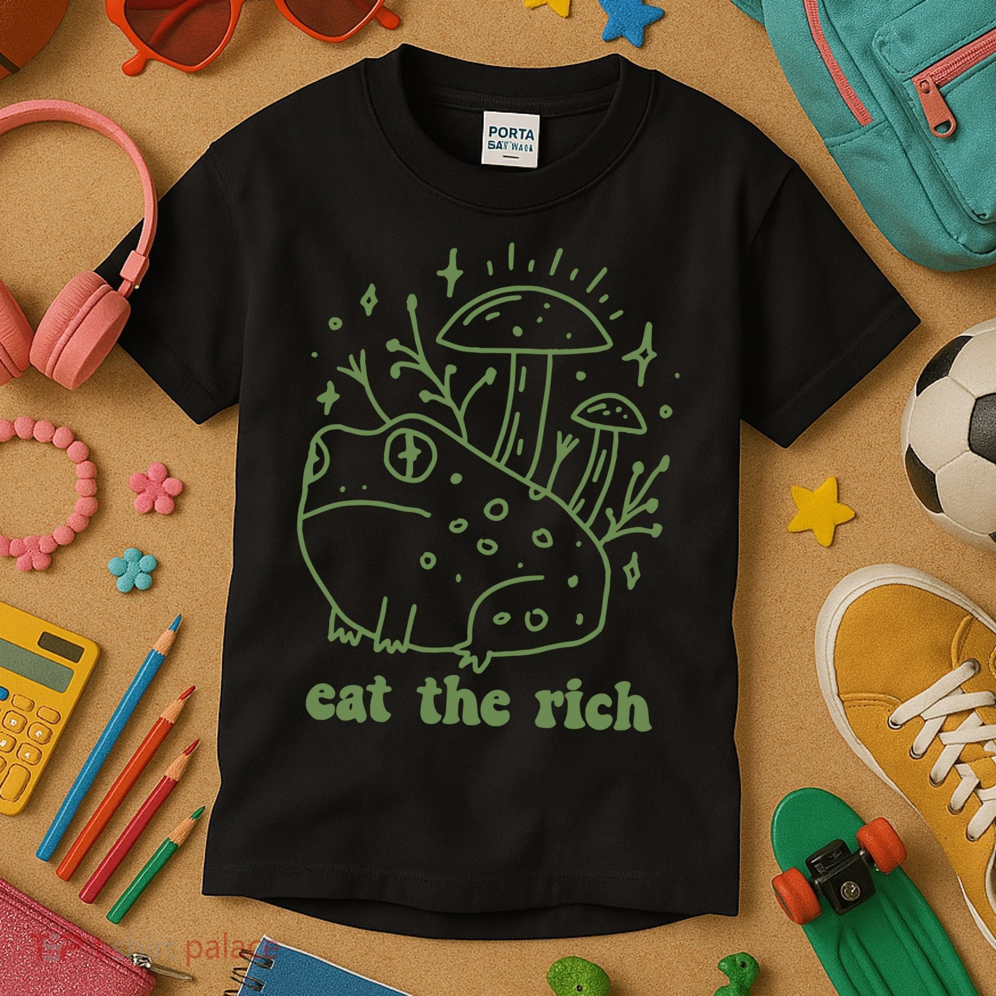 Eat The Rich Frog Anti Capitalist Kids T-Shirt
