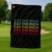 Eat The Rich Socialist Retro Golf Towel thumb 1