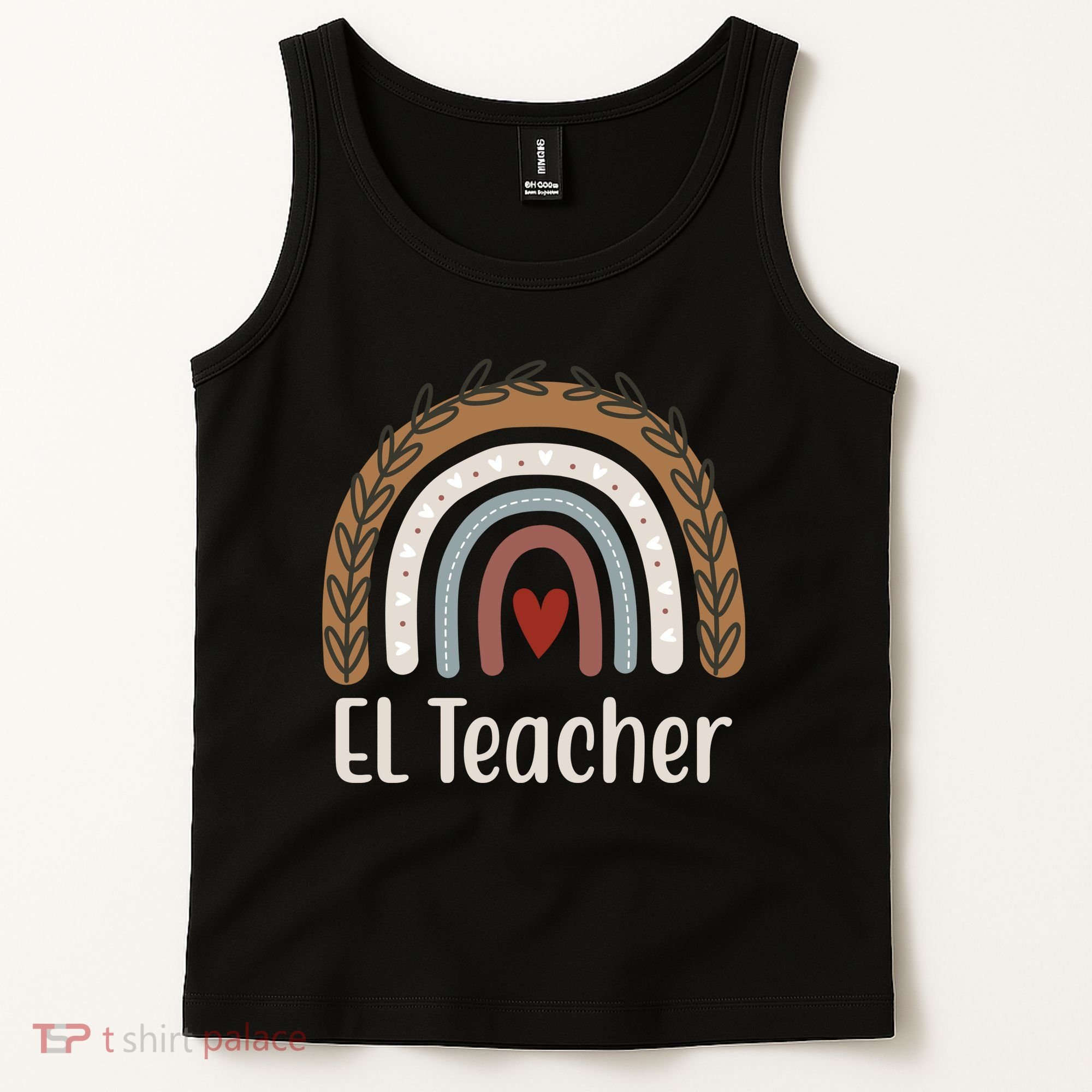 El Teacher Rainbow Heart Tank Top
