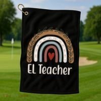 El Teacher Rainbow Heart Golf Towel thumb 1