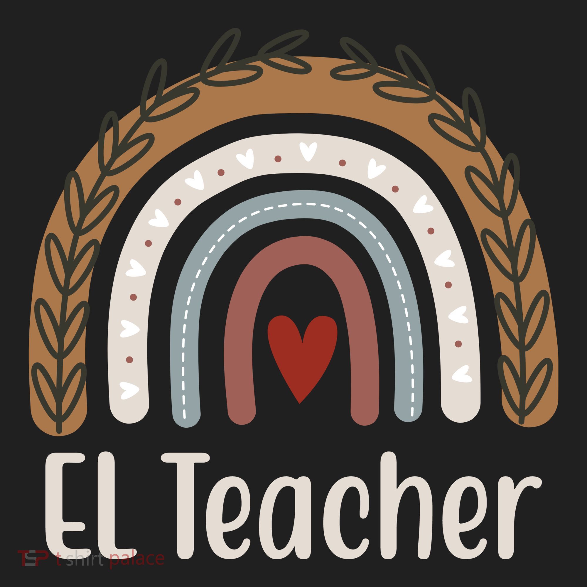El Teacher Rainbow Heart Golf Towel