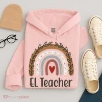 El Teacher Rainbow Heart Hoodie thumb 4
